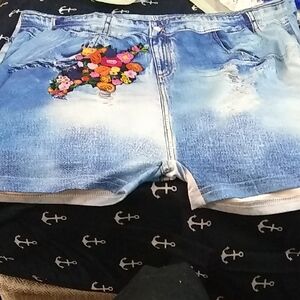 3d Embroidered Floral Denim Spandex Shorts Makes Your Rump Look Huge And Good